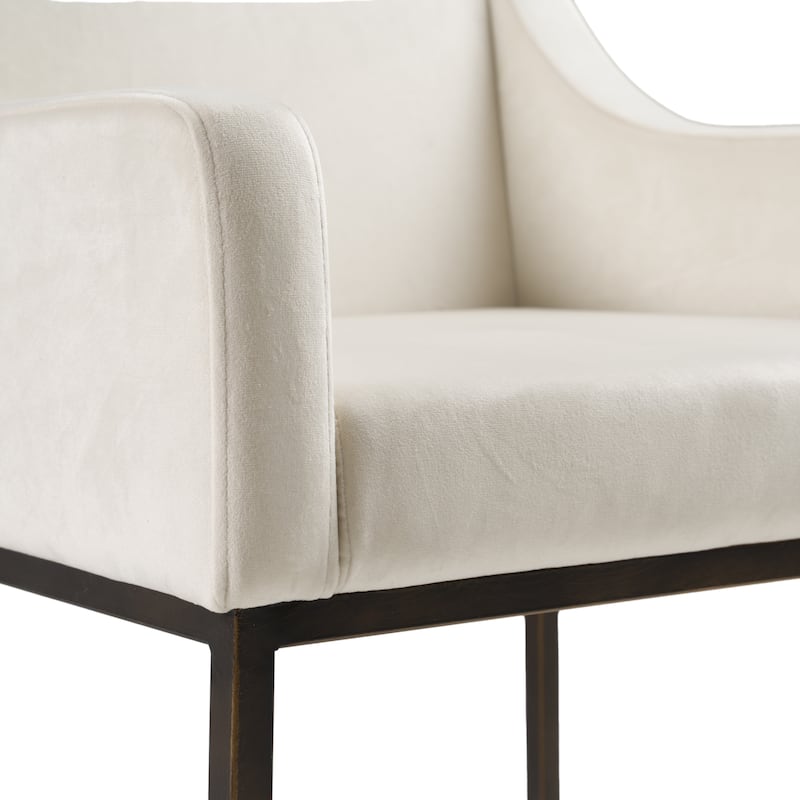 Modrest Elijah Modern Beige & Copper Antique Brass Dining Chair