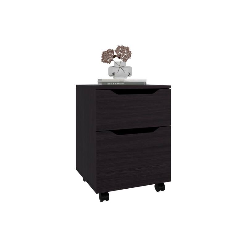 Black Nightstand with Drawer and Sturdy Legs, Compact and Modern Design