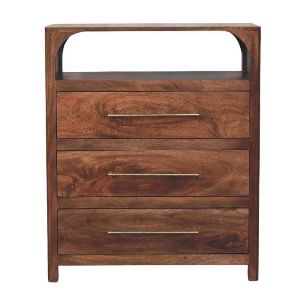 Artisan Furniture Solid Wood Arc-Line 3 Drawer Chest Brown