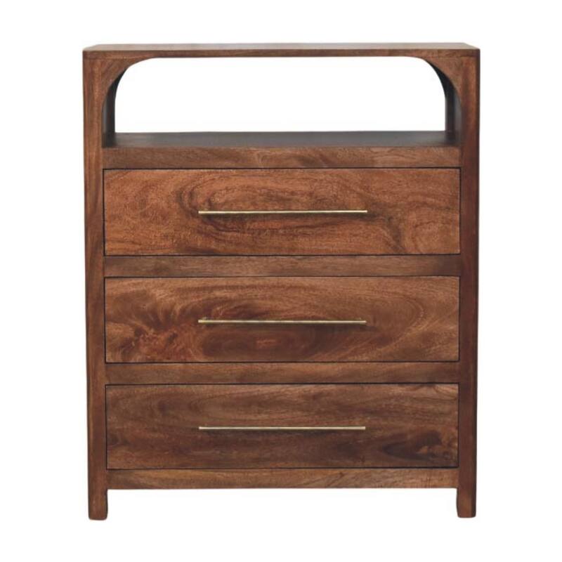 Artisan Furniture Solid Wood Arc-Line 3 Drawer Chest Brown