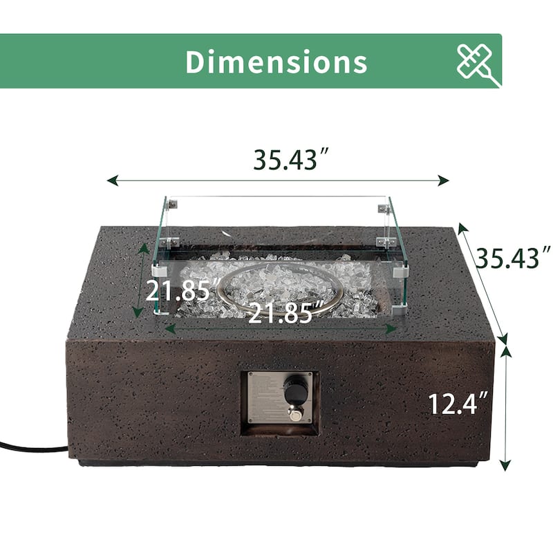 COSIEST Outdoor 35-inch Square Propane Fire Pit Table