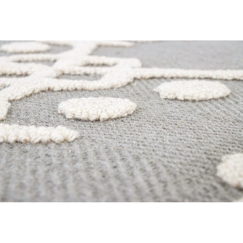 Handmade Athens Collection Gray/Ivory Wool Area Rug