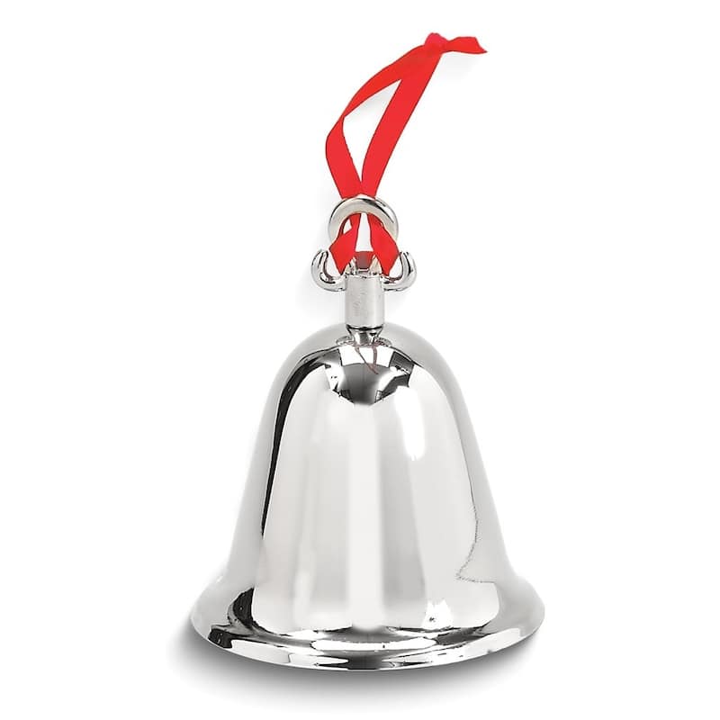 Curata Nickel-Plated Red Ribbon Engraveable Bell Ornament