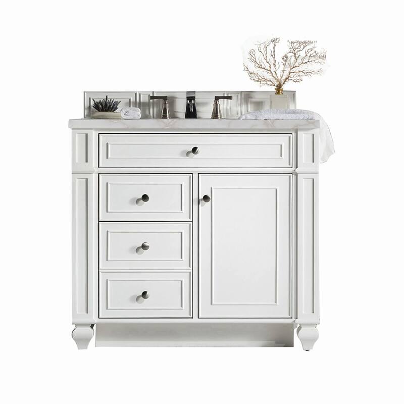 James Martin Vanities 157-V36-3VSL Bristol 36" Single Basin Walnut - Bright White