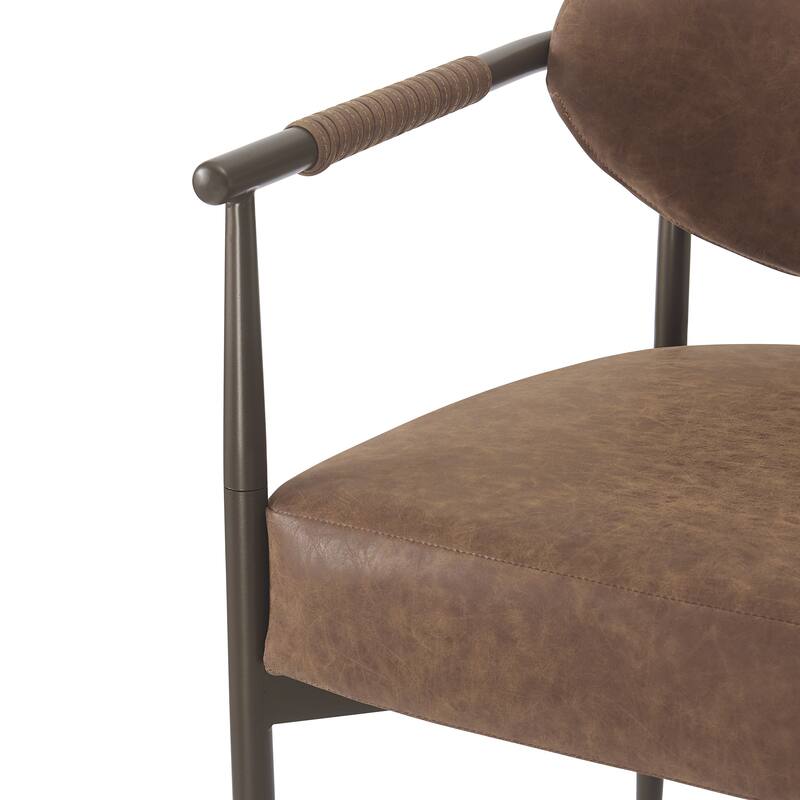 Christopher Knight Home - Thatch Iron-Frame Dining Armchairs with Upholstered Cushion (Set of 2)