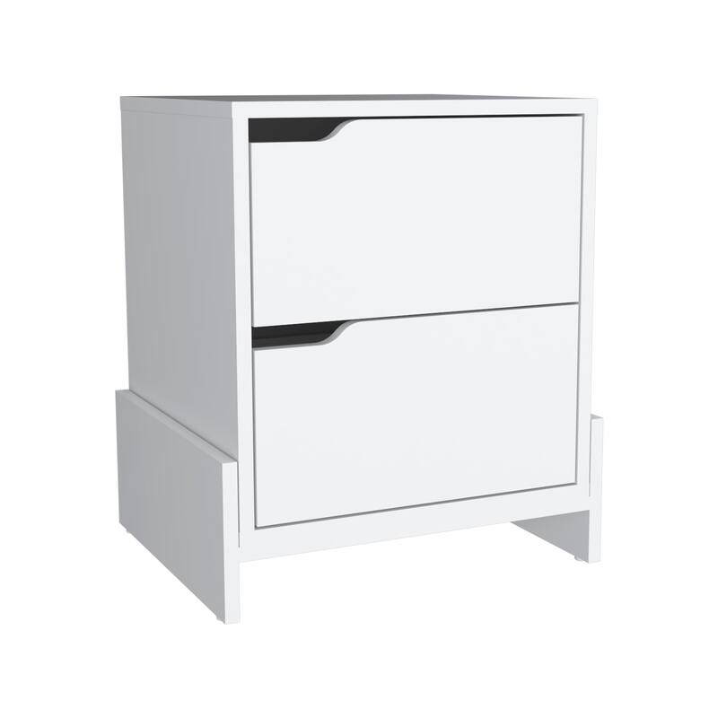 2-Drawer Nightstand with Sturdy Base, White, Easy Assembly