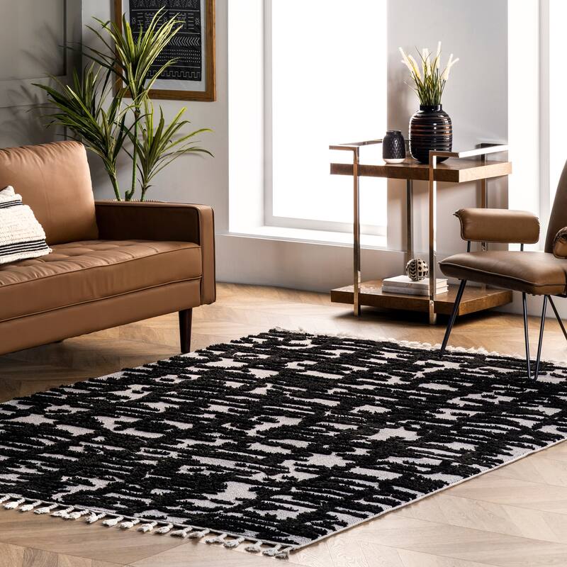 Nuloom Cosette Abstract High Low Textured Tassel Area Rug