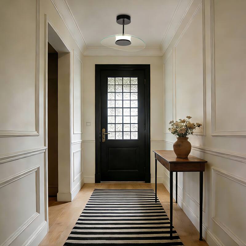 Modern LED 1-Light Chandelier Glass Semi-Flush Mount Ceiling Lights - D14.2" x H8.3"