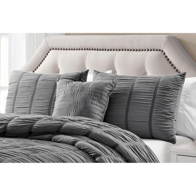 Electra 4pc Seersucker Comforter Set Charcoal
