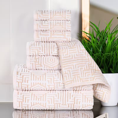 Superior Jasper Cotton Modern Jacquard Soft 8 Piece Bathroom Towel Set