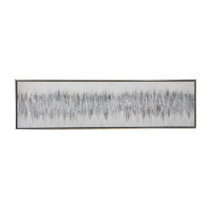 Gray Canvas Abstract Living Room Framed Wall Art with Silver Frame