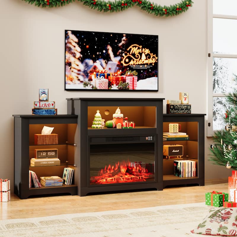 EROMMY Electric Fireplace Heater Mantel TV Cabinet, Media Entertainment Center, Energy Efficient Heater
