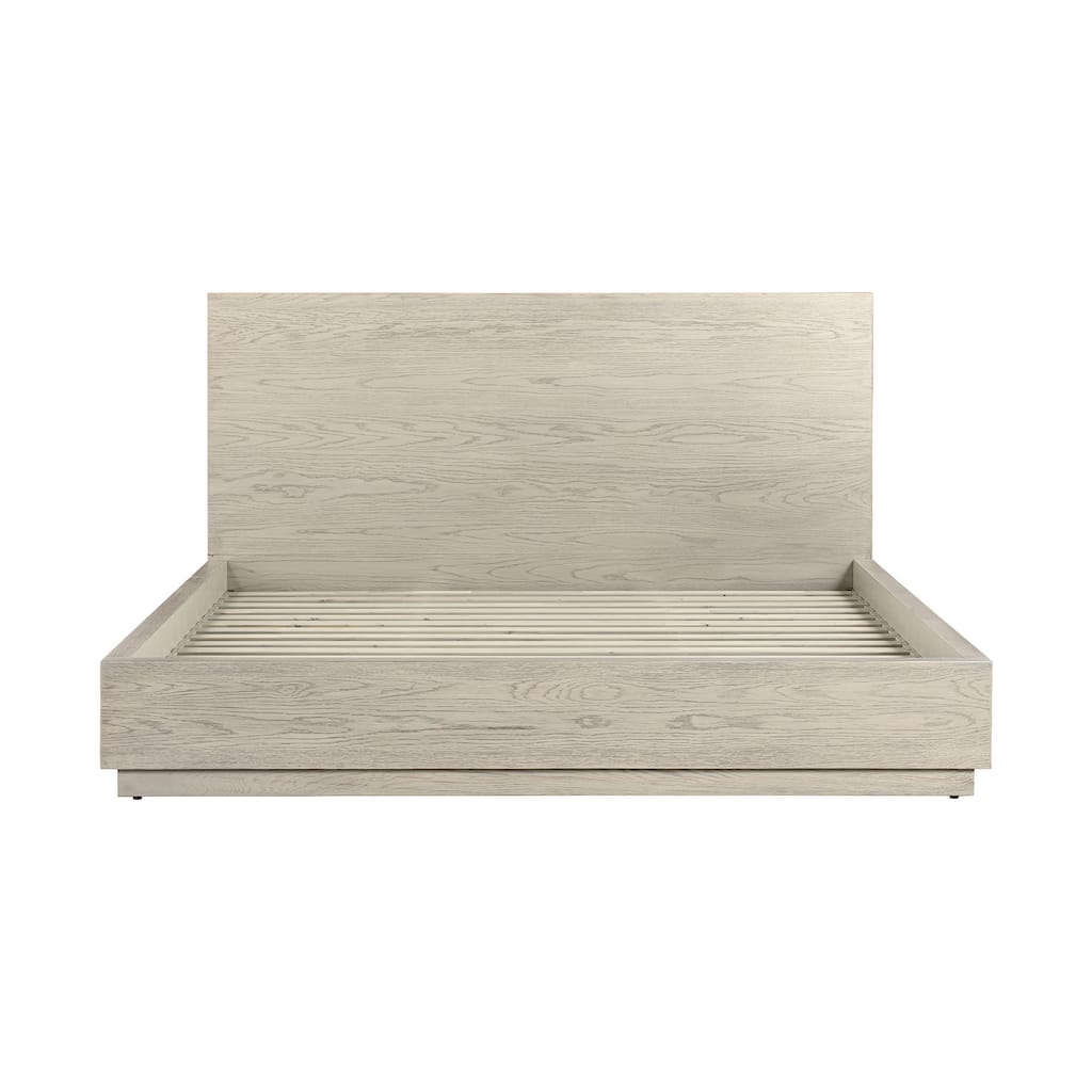 Joni Modern Wood King Platform Bed Frame, Tall Headboard, Low Profile, Gray