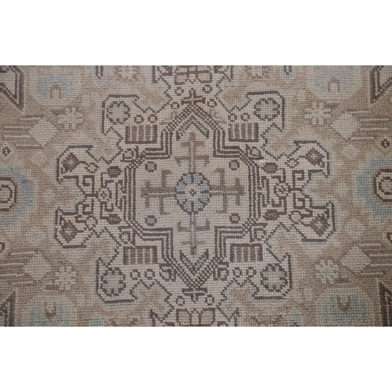 Distressed Tabriz Persian Vintage Area Rug Hand-knotted Wool Carpet - 6'10" x 9'6"