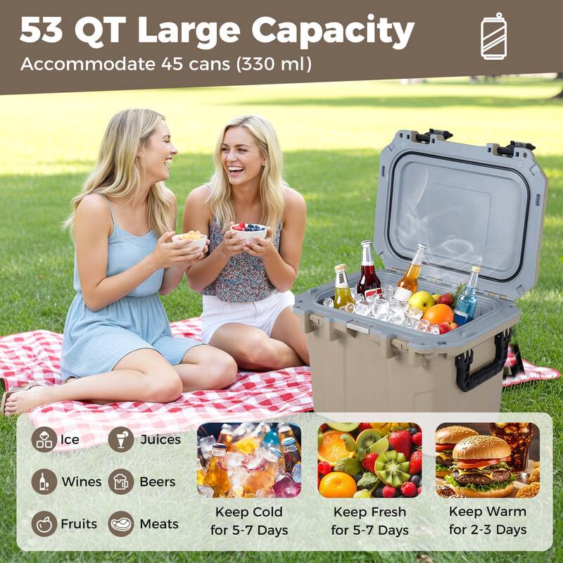 Costway 53 QT Ultra-Light Injection Molded Cooler with 2 Handles & - See Details