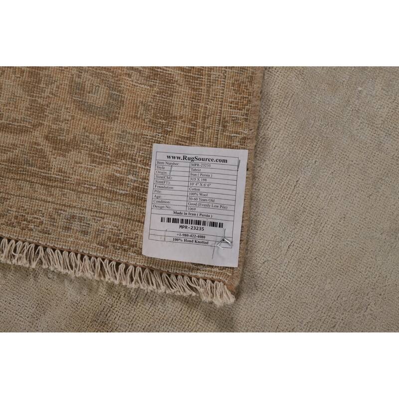 Distressed Tabriz Persian Vintage Rug Bedroom Handmade Wool Carpet - 6'6" x 10'4"