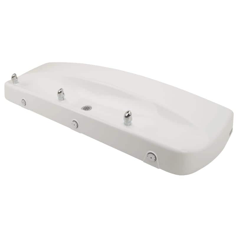 Haws Wheel-chair accessible wall mounted, white powder-coated cast