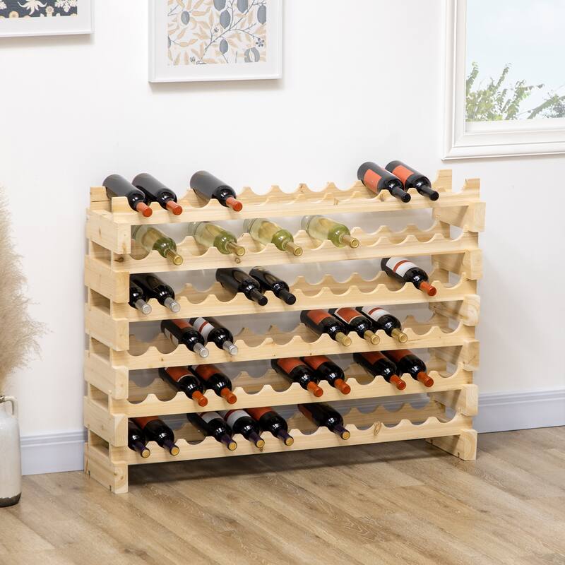 Stackable Wine Rack, Modular Storage Shelves, 72-Bottle Holder, Freestanding Display Rack
