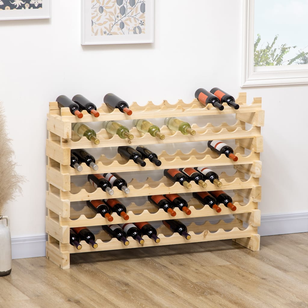 Stackable Wine Rack for Living Room, 6-Tier Modular Wine Bottle Display Shelves, Freestanding Wine Storage Shelves for Home Bar