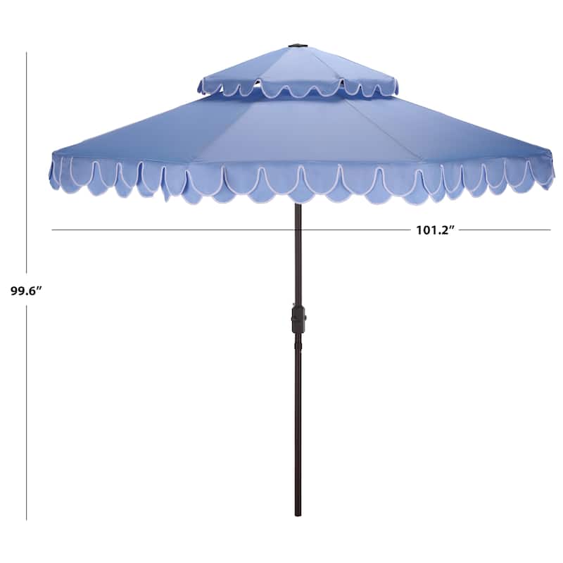 SAFAVIEH Outdoor Kjerstin Valance 9Ft Double Top Umbrella