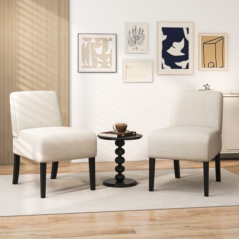 Gymax 4PCS Armless Accent Chair w/ Rubber Wood Legs Modern Vanity