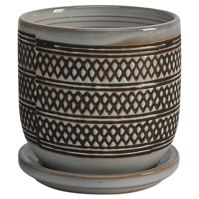 Sagebrook Home Ceramic Planter with Saucer