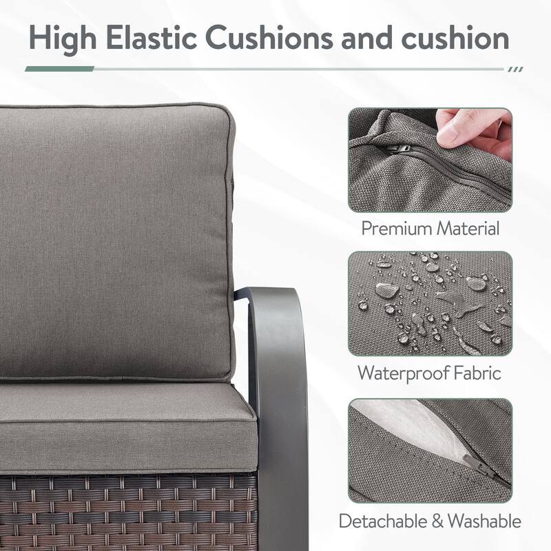 PE Wicker 2 Patio Chairs with Cushion