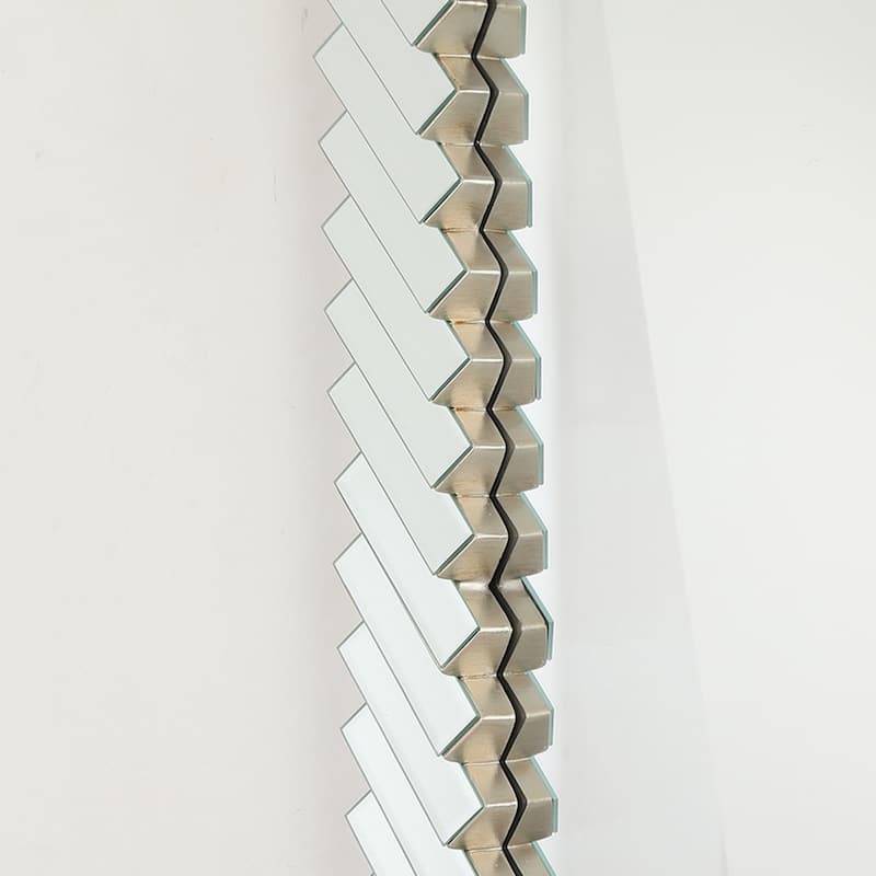 40" Modern Silver Glass Framed Rectangular Decorative Wall Bathroom Vanity Mirror