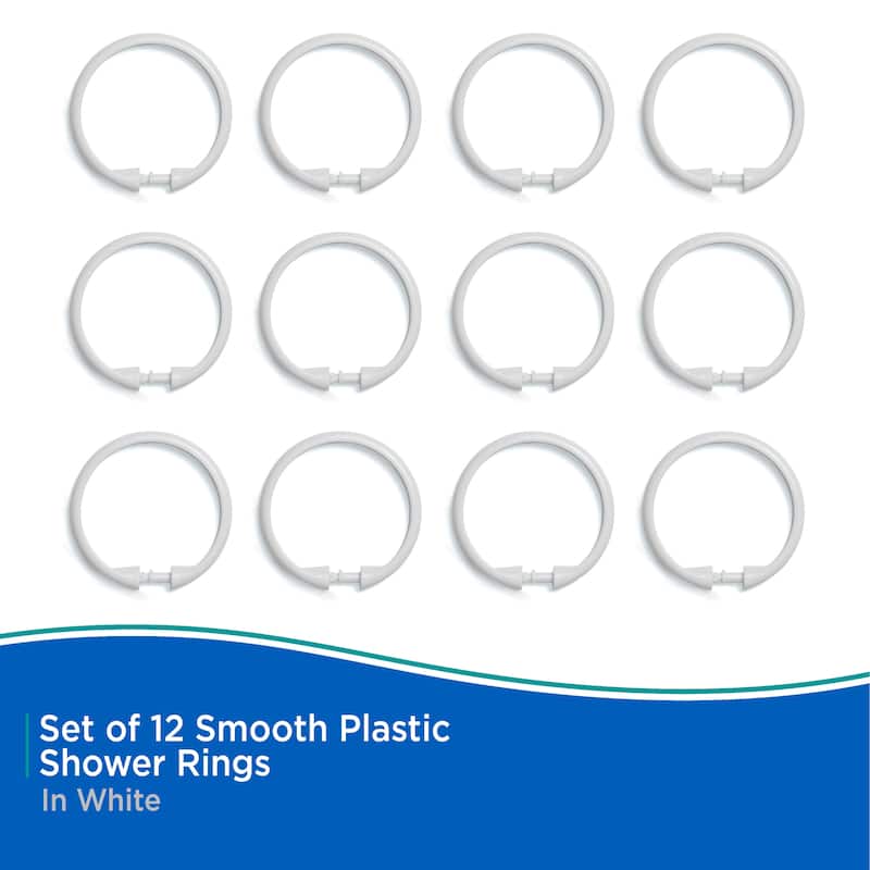 Kenney Smooth Shower Curtain Rings, Set of 12