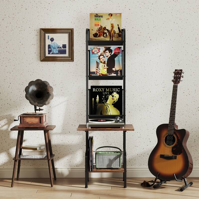 Gymax 5-Tier Record Player Stand w/ Vinyl Display Shelf Record Player