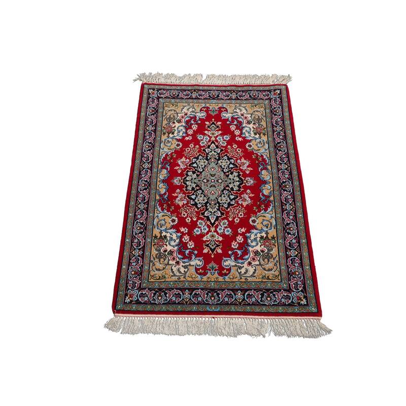 2'5''x3'8'' Hand Knotted Wool Red Isfahan Traditional 300 KPSI Rug - 2' 5'' x 3' 8''