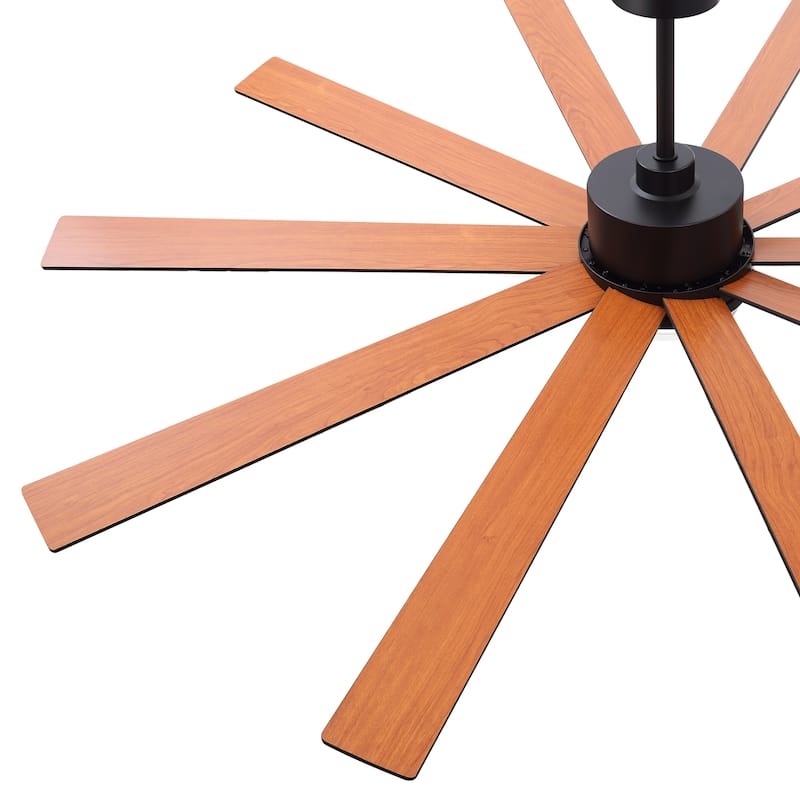 75"/80" Modern Matte Black Ceiling Fan with LED Light and Remote(8/10 Blades)