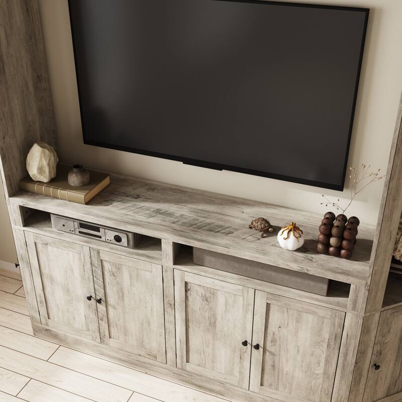 Entertainment Center for 70 Inch TV, Large Media Console with Storage Cabinets Farmhouse TV Wall Unit