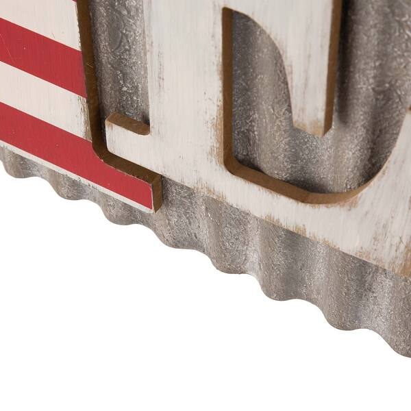 Shop Glitzhome 36 L Rustic Metal And Wooden Patriotic Wall Decor