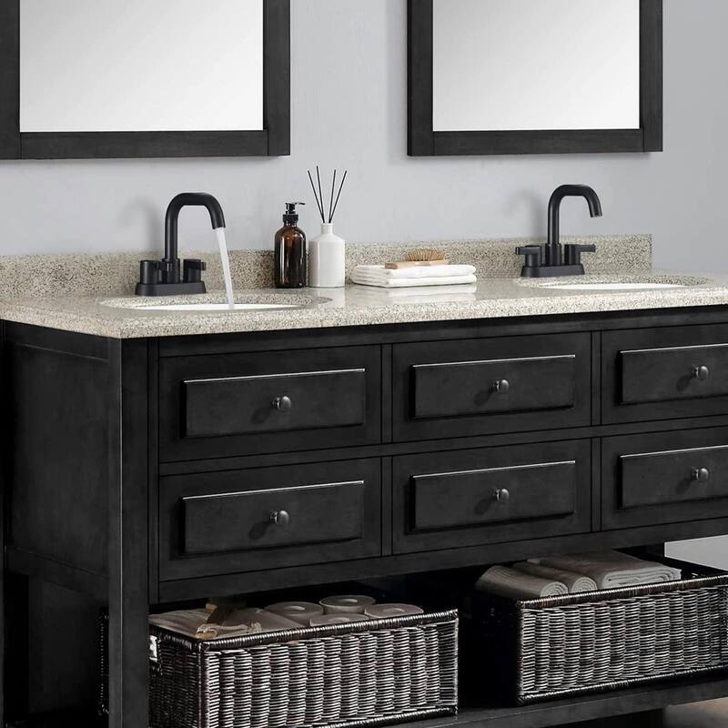 Modern 2 Handle 360° Swivel Bathroom Sink Faucet with Pop Up Drain and Water Supply Line, Anti Fingerprint, Anti Rust