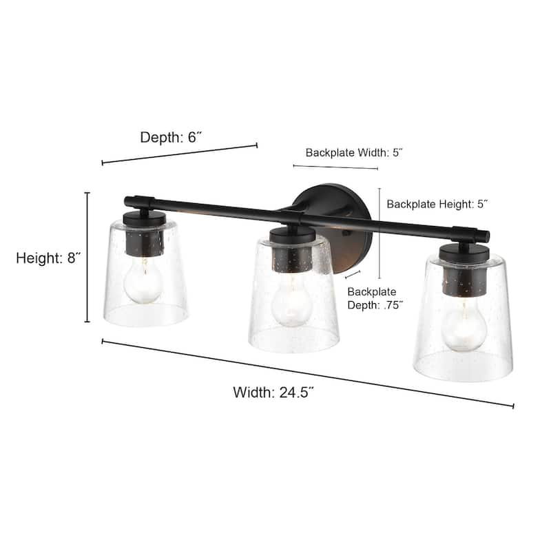 Millennium Lighting 3 Light Bathroom Vanity Fixture with Clear Seeded Glass Shades