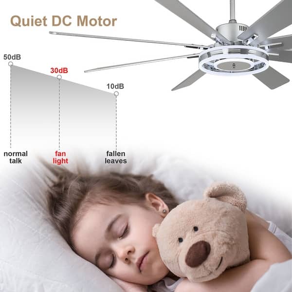dimension image slide 5 of 6, Bella Depot 72" Modern Large Ceiling Fan 6-speed Reversible with Dimmable Light and Remote for Family Room
