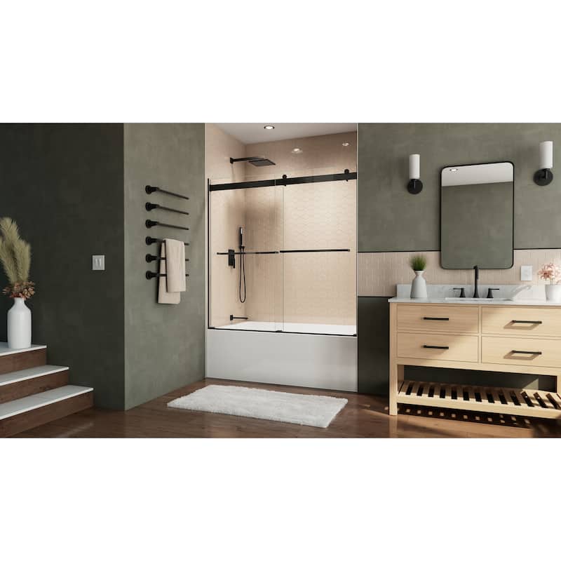 DreamLine Essence 56-60 in. W x 60 in. H Frameless Bypass Tub Door in Satin Black