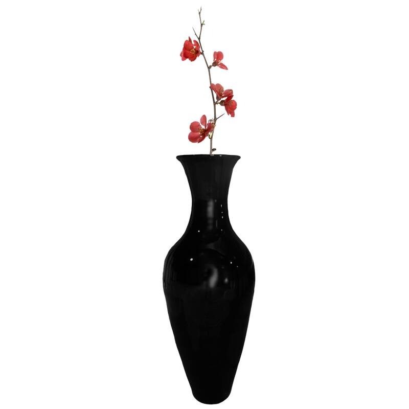 37" Tall Floor Vase, Modern Bamboo Flower holder for Living Room Entryway Classic Floor Decor for Home or Office - Black