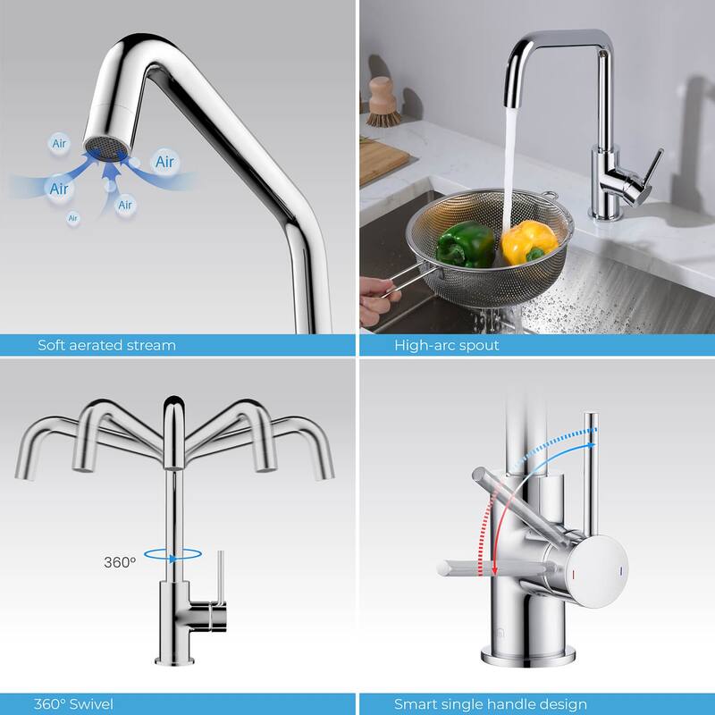Single-Hole 1-Handle Kitchen Bar/Prep Sink Faucet