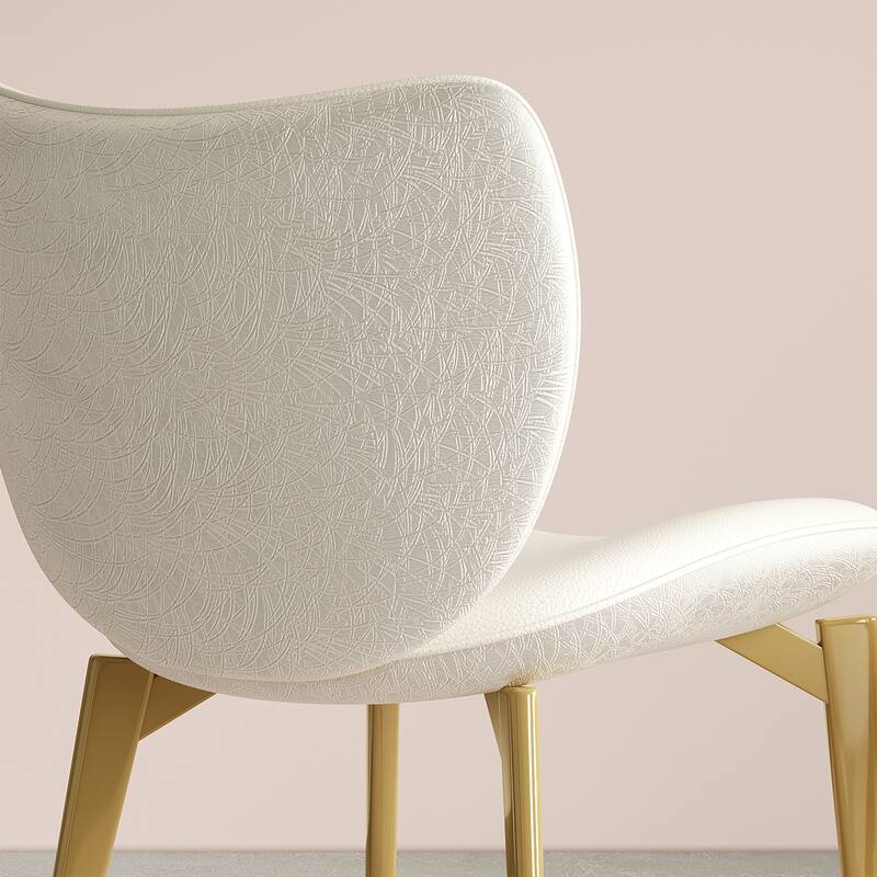 Set of 2 dining chairs, featuring high-quality PU leather seats, with gold-plated painted carbon steel legs