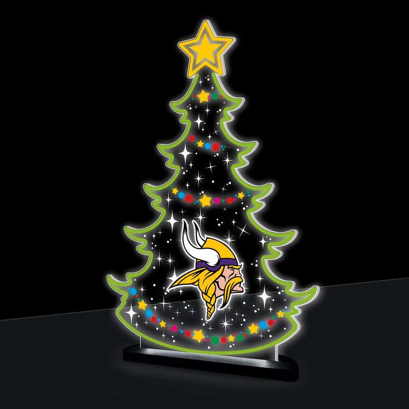 10" LED Tabletop Christmas Tree Desklite Sign, Minnesota Vikings