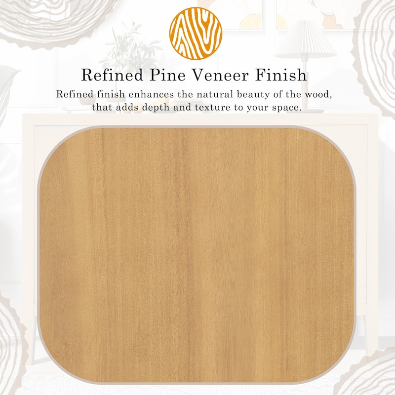 47.25"Sideboard with Pine Veneer and 2 Doors, Retro Buffet with Adjustable Feet, Wooden Storage Cabinet with Metal Handles