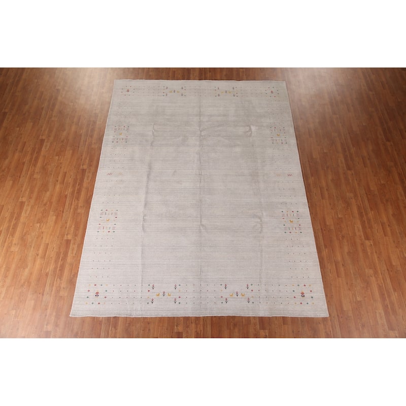 Gabbeh Oriental Area Rug Handmade Silk Carpet - 8'10"x 11'8"