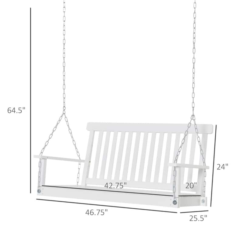 Two Seater Outdoor Swing Chair with Fir Wood Frame and Heavy Duty Chains for Patio Garden and Backyard