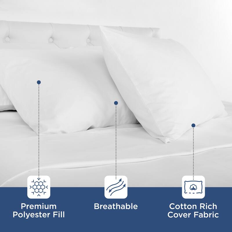 Martex Sweet Dreams Twin Pack Bed Pillows Soft Down Alternative - White