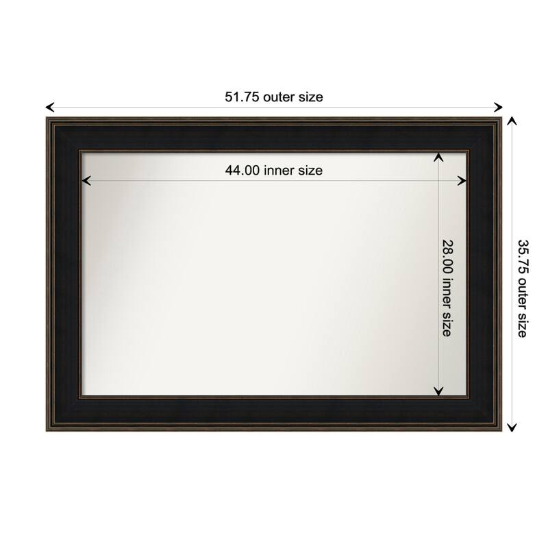 Mezzanine Espresso Framed Non-Beveled Custom Wall Mirror, Bathroom Vanity Mirror - Outer Size: 51.75 x 35.75