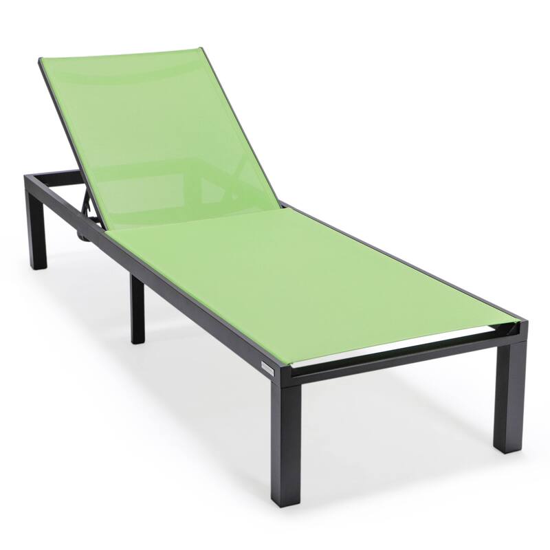 Marlin Outdoor Chaise Lounge Chair - Stackable Adjustable Recliner Sun Lounger for Pool, Beach, Patio, or Backyard - Green