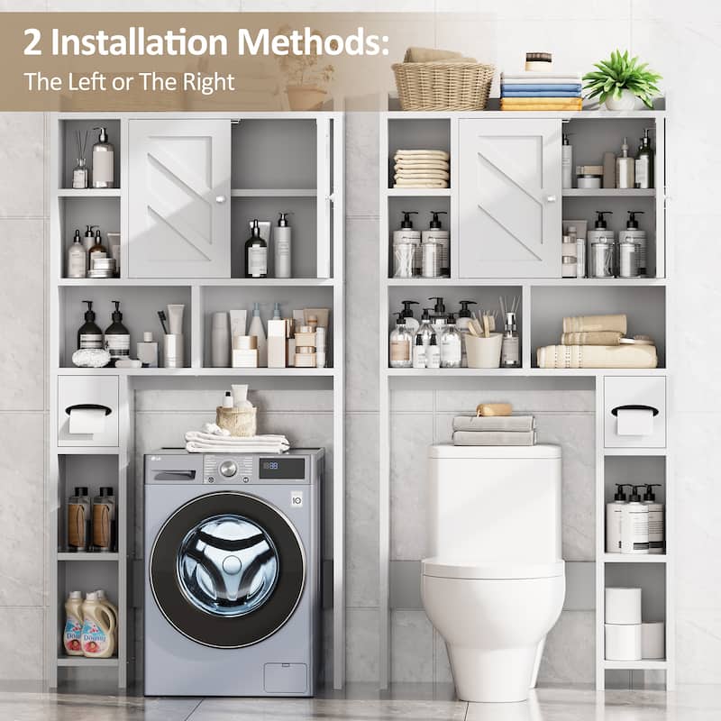 Over-The-Toilet Storage Cabinet – 2-Door Bathroom Organizer with Tissue Holder