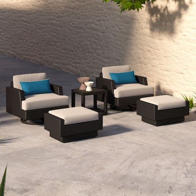 Portofino Comfort 5 Piece Sunbrella Outdoor Patio Motion Seating Set
